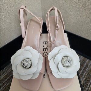 BCBG Blush and Cream Floral Heels NWT
